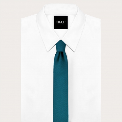 Cravatta stretta color petrolio in seta