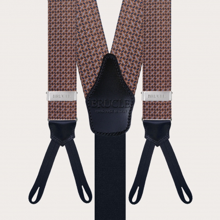 Seiden-Hosenträger herren mit Mikro-Muster in Braun, Hellblau, Blau und Orange