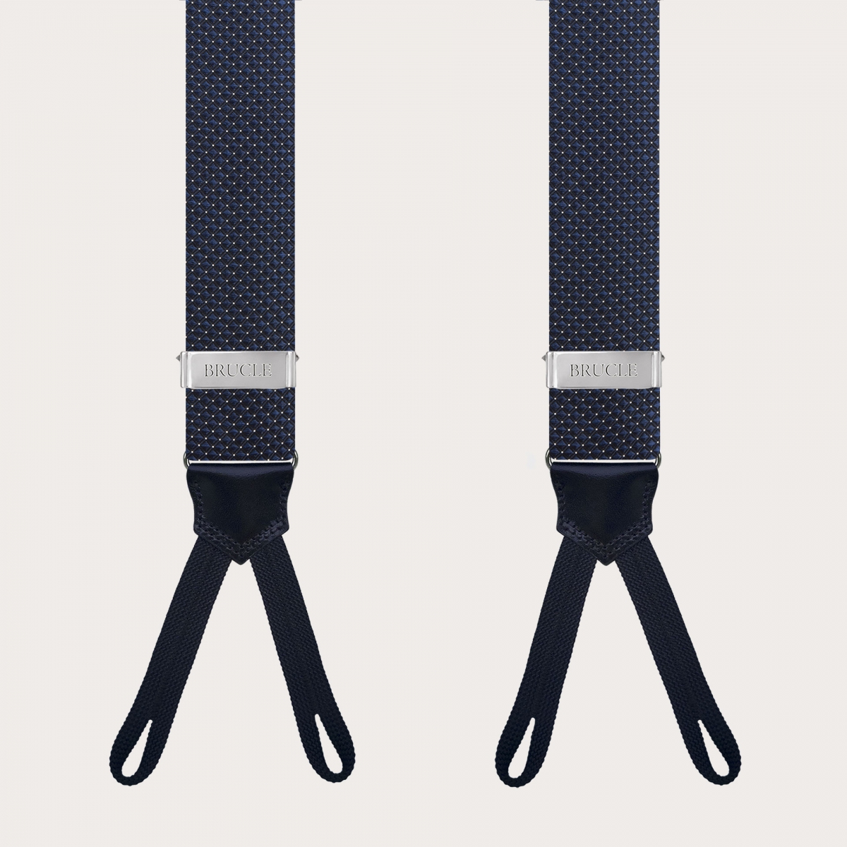 Herren-Jacquard-Seidenhosenträger mit Schlaufen, blau mit Punktmuster