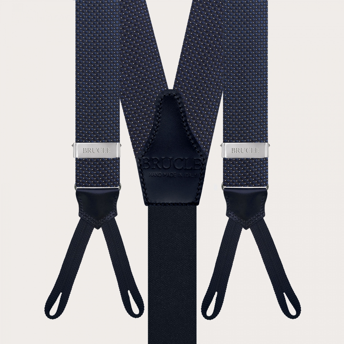 Herren-Jacquard-Seidenhosenträger mit Schlaufen, blau mit Punktmuster