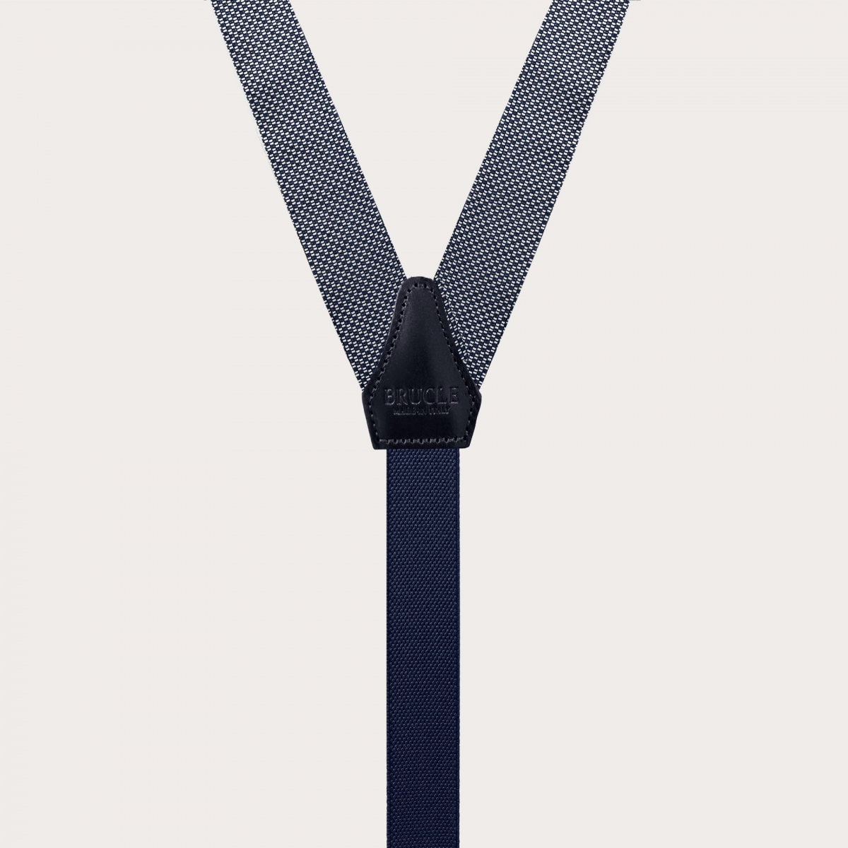 Men's Narrow Silk Braces in Blue and White Pattern designed for buttons