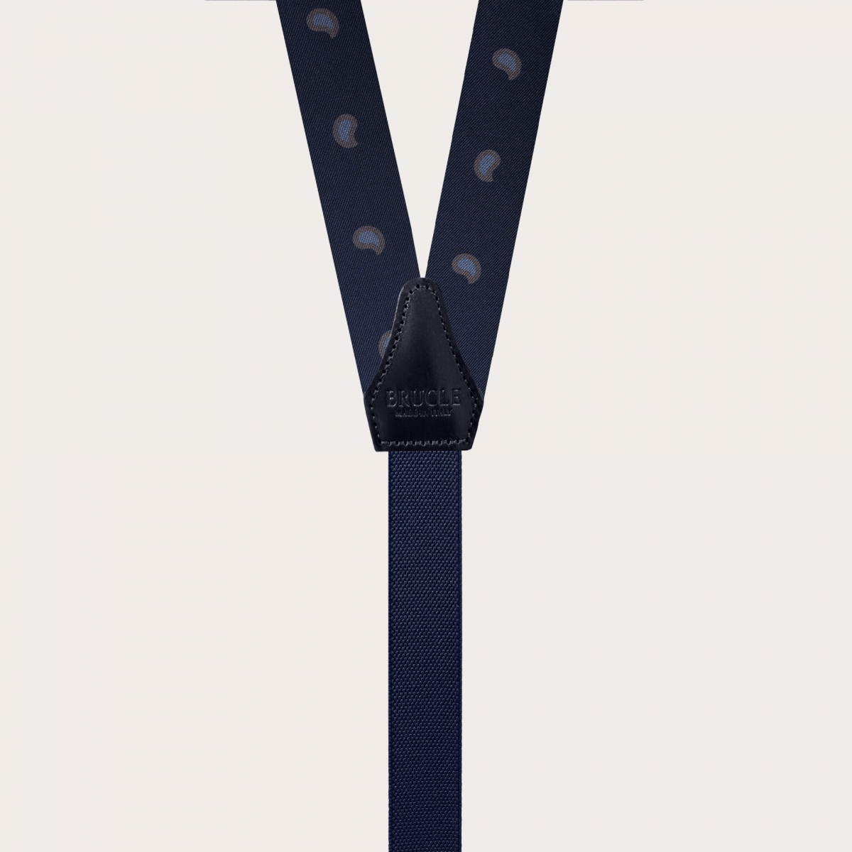 Schmale Seiden-Hosenträger herren Blau Paisley-Muster