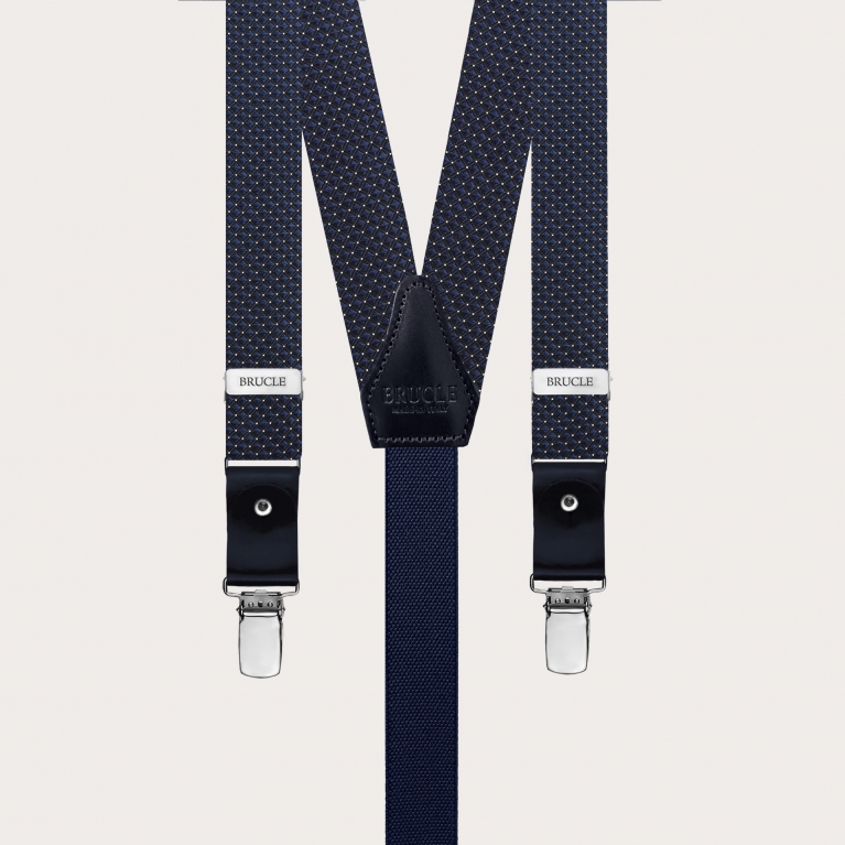 Schmale Krawattenklammern aus diamantener Seide in blauem Nadelstreifenmuster für Clips oder Knöpfe