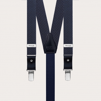 Bretelles fines en soie diamantée bleue à motif pointillé pour clips ou boutons