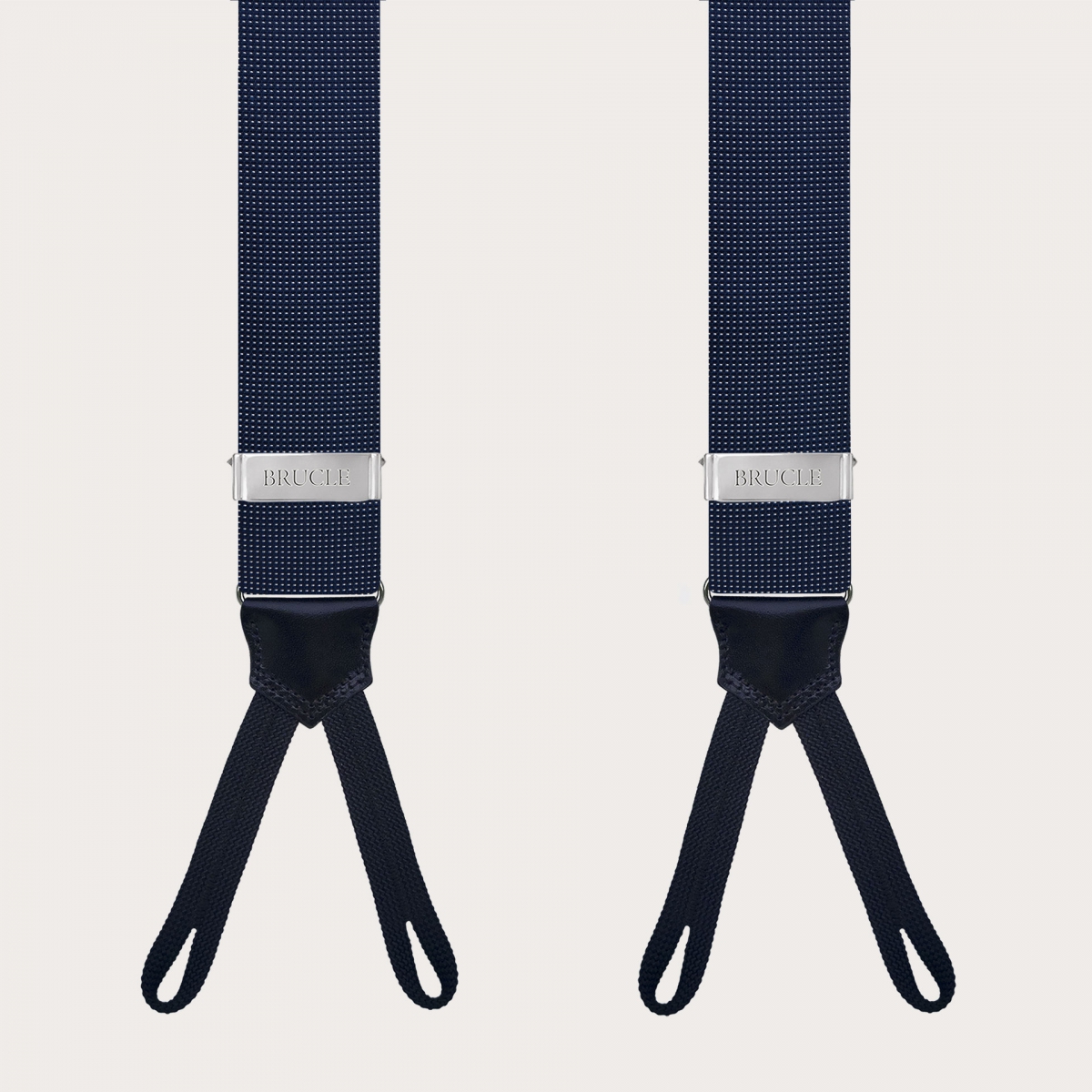 Navy Blue Micro Dot Silk Button Suspenders