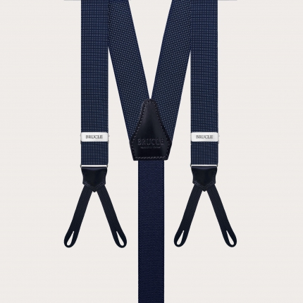 Bretelles exclusives pour hommes en soie pour boutons bleu à pois