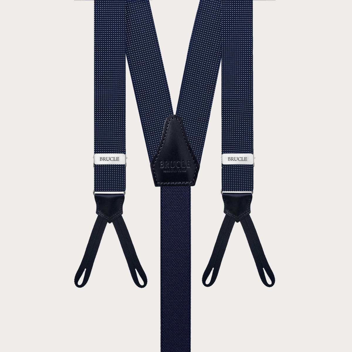 Tirantes exclusivos para hombre en seda azul lunares