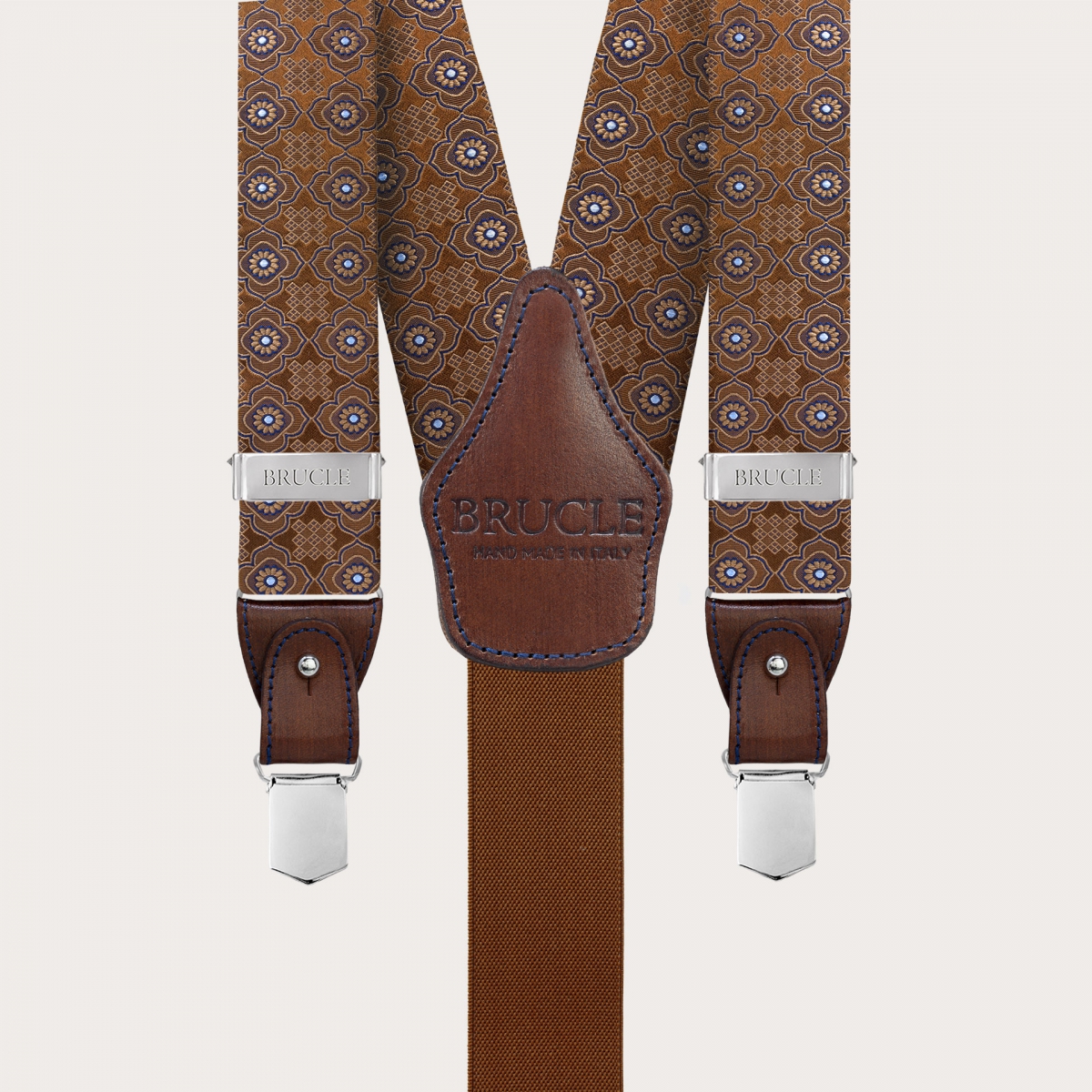 Bretelles élégantes pour hommes en soie marron à motif floral