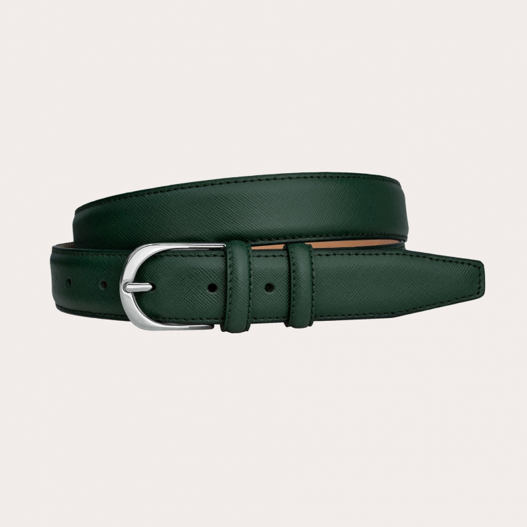 Cintura in pelle saffiano verde foresta