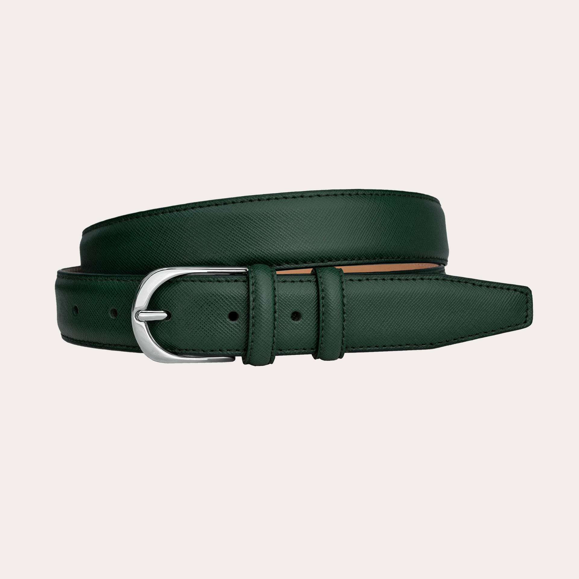 Ceinture en cuir saffiano vert forêt