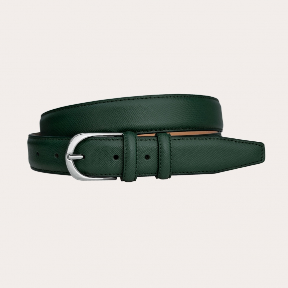 Ceinture en cuir saffiano vert forêt