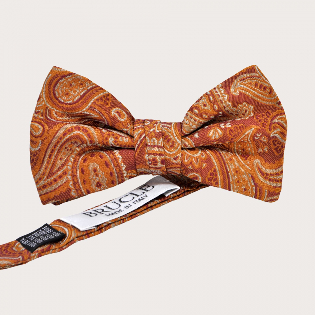 Marsala Orange Paisley Men's Bow Tie in Jacquard Silk