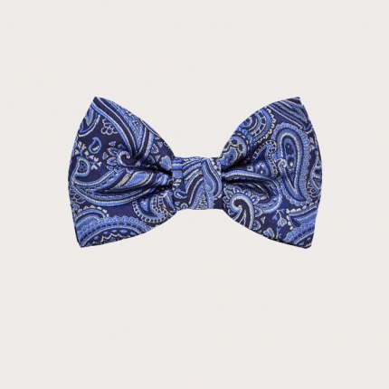 Elegant Blue Paisley Men's Bow Tie in Jacquard Silk