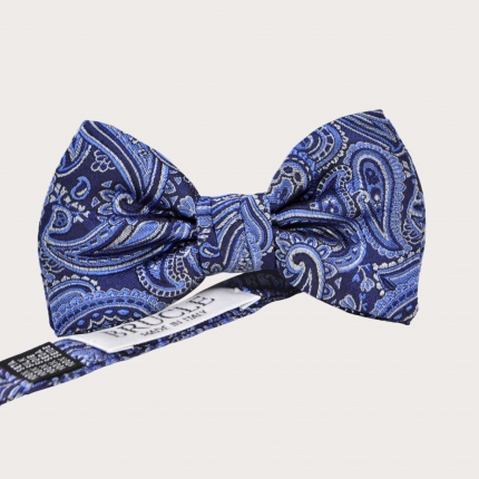 Elegant Blue Paisley Men's Bow Tie in Jacquard Silk
