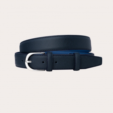 Navy blue saffiano leather belt