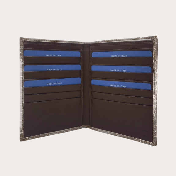 Portefeuille vertical en crocodile blanc Himalaya