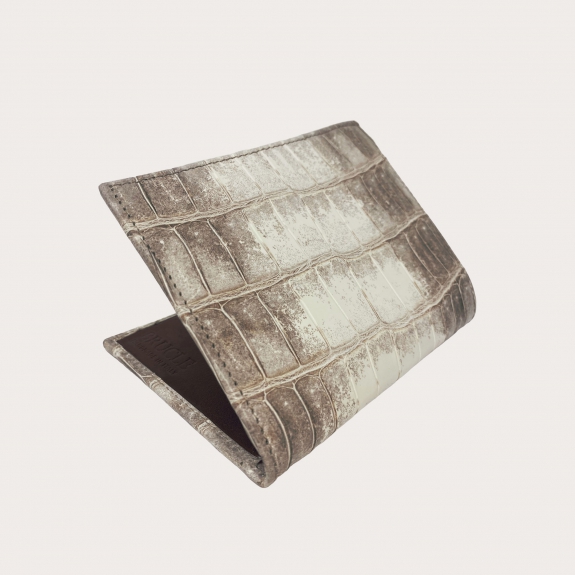 Cartera vertical de cocodrilo blanco Himalaya