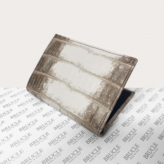 Portefeuille vertical en crocodile blanc Himalaya