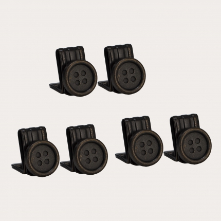Set bottoni con clip per bretelle color bronzo anticato