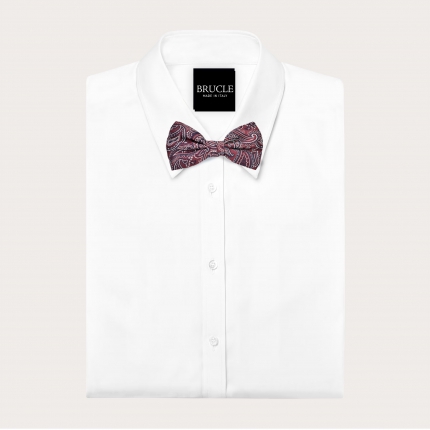 Men's burgundy red paisley silk jacquard bow tie