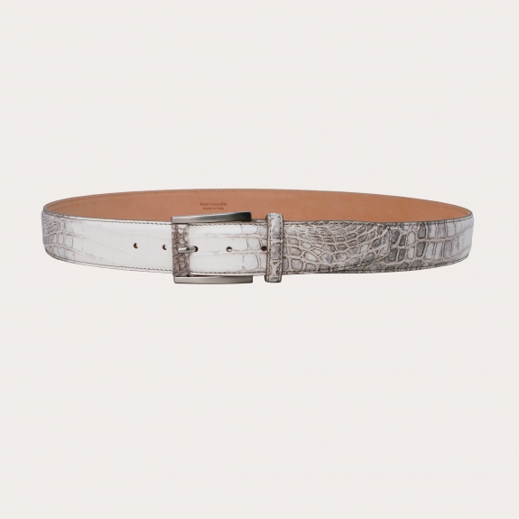 Cinturón de lujo en cocodrilo Himalaya con personalización de alta gama gratuita BRUCLE