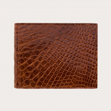 Crocodile men's wallet with coin pocket in wood brown