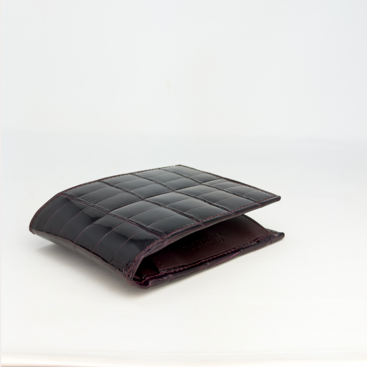 Billetera burdeos de cocodrilo para hombre, con monedero