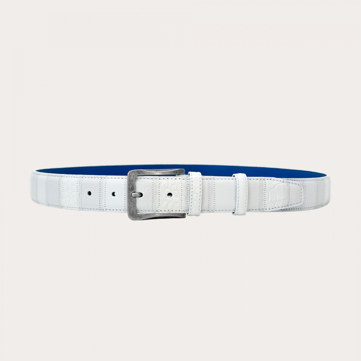 Exclusive white belt in patchwork design