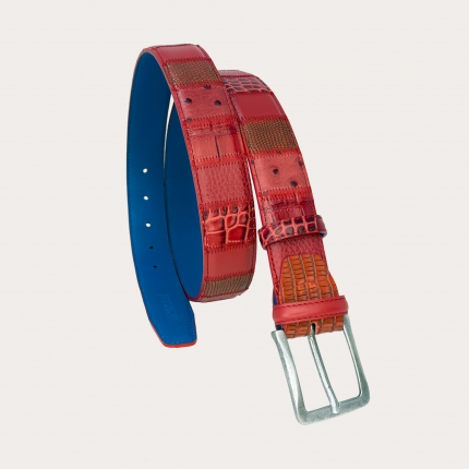 Handcrafted Red-Toned Patchwork Belt