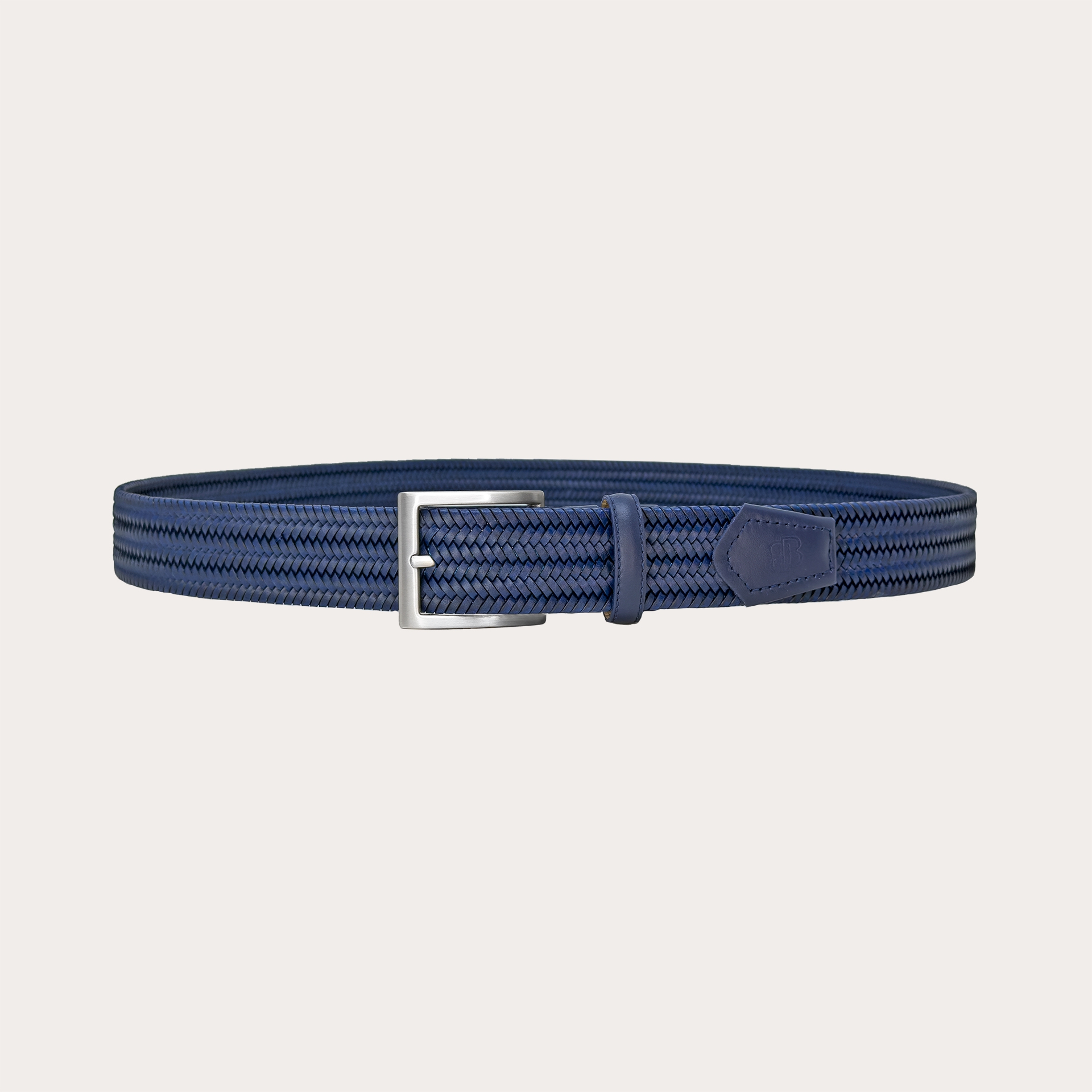 Cintura intrecciata elastica in cuoio rigenerato blu
