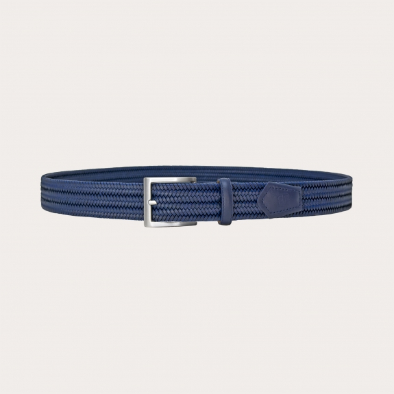 Cintura intrecciata elastica in cuoio rigenerato blu