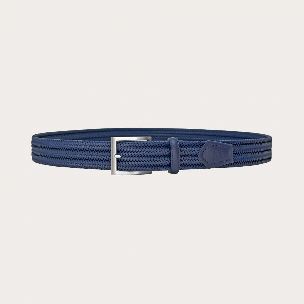 Cintura intrecciata elastica in cuoio rigenerato blu