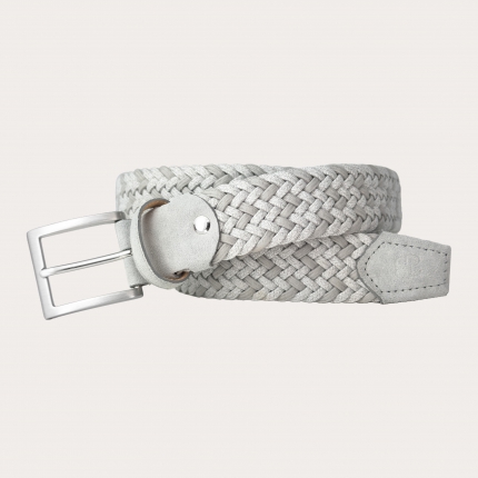 Cinturón trenzado elástico en gris claro sin níquel