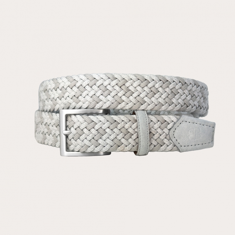 Light grey braided elastic belt nickel free