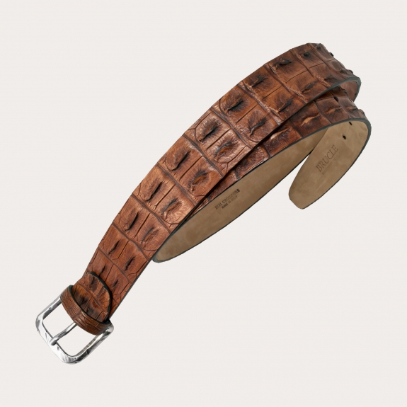 Cintura luxury coccodrillo colorata a mano effetto patina