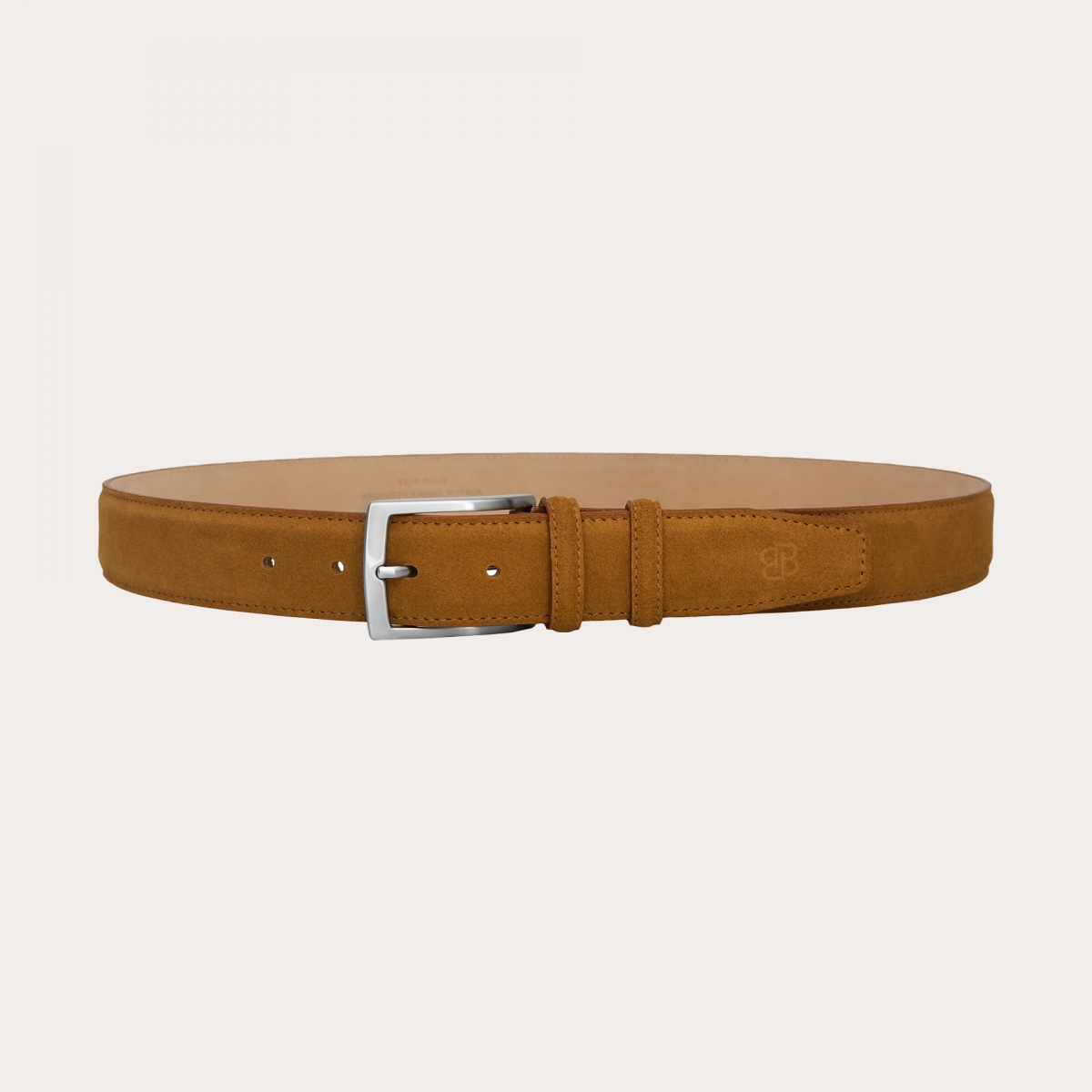 Ceinture en daim couleur caramel avec boucle sans nickel