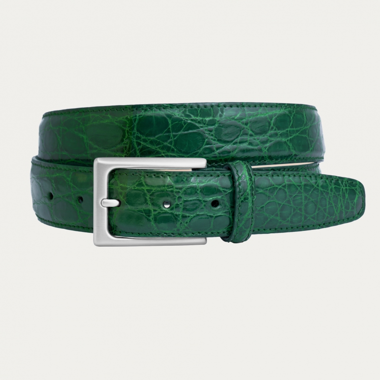 Crocodile leather belt green