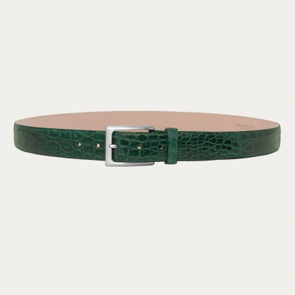Crocodile leather belt green