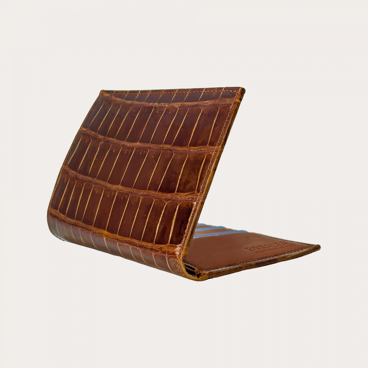 Krokodilleder brieftasche, senkrecht, braun