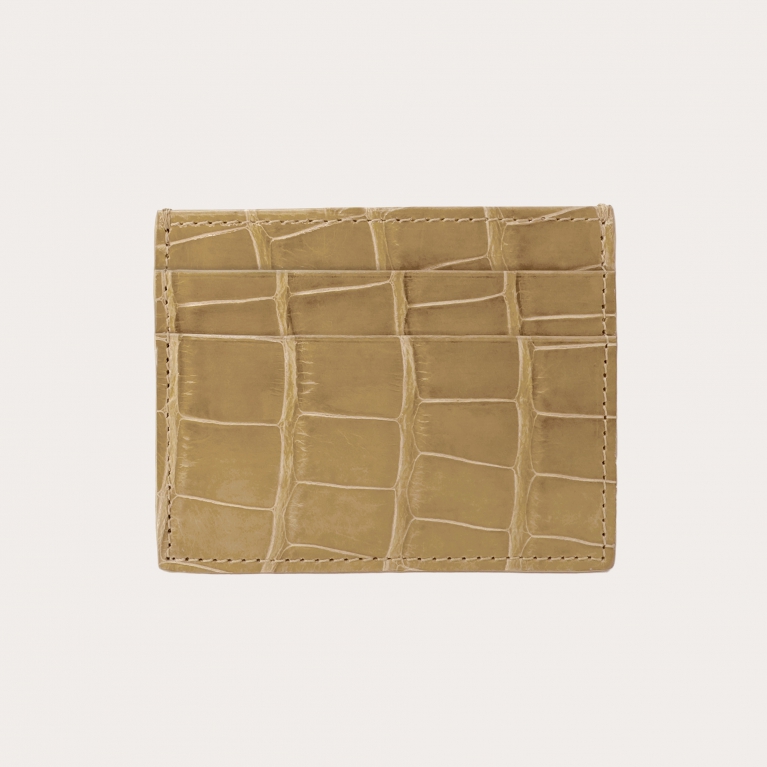 Porte-cartes de crédit en crocodile, beige