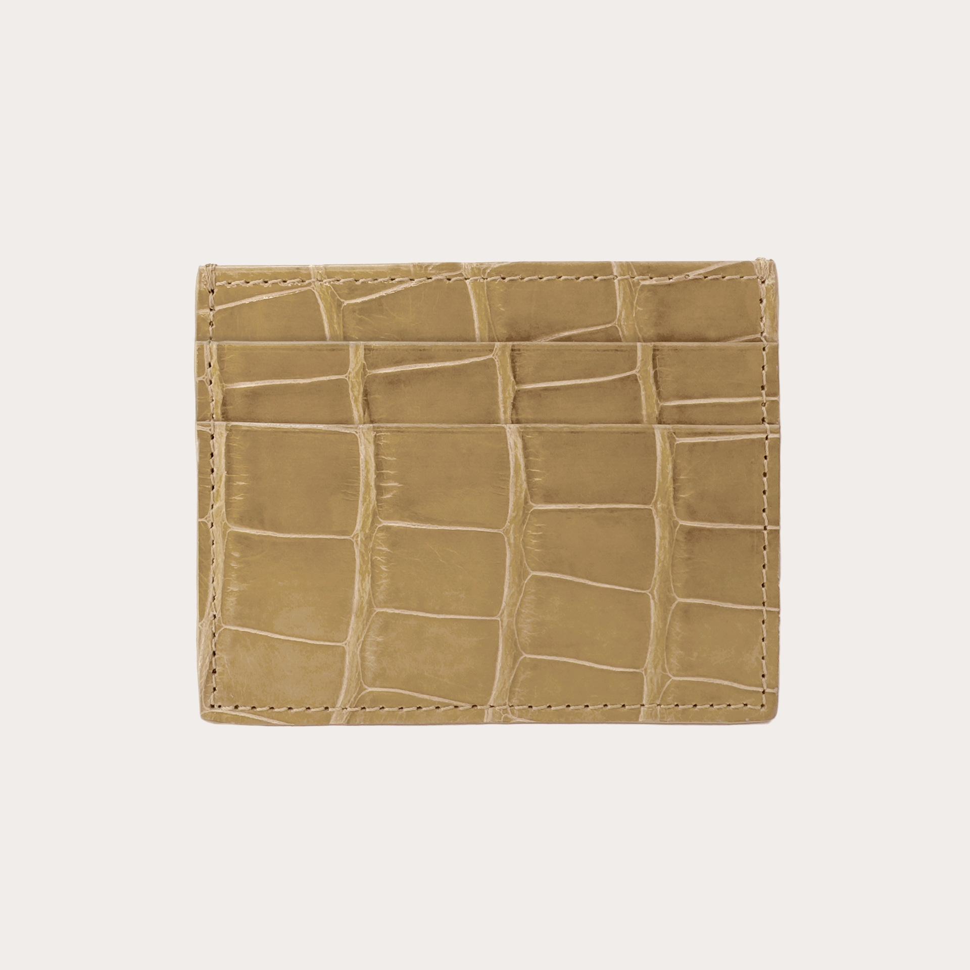 Tarjetero beige de caimán auténtico