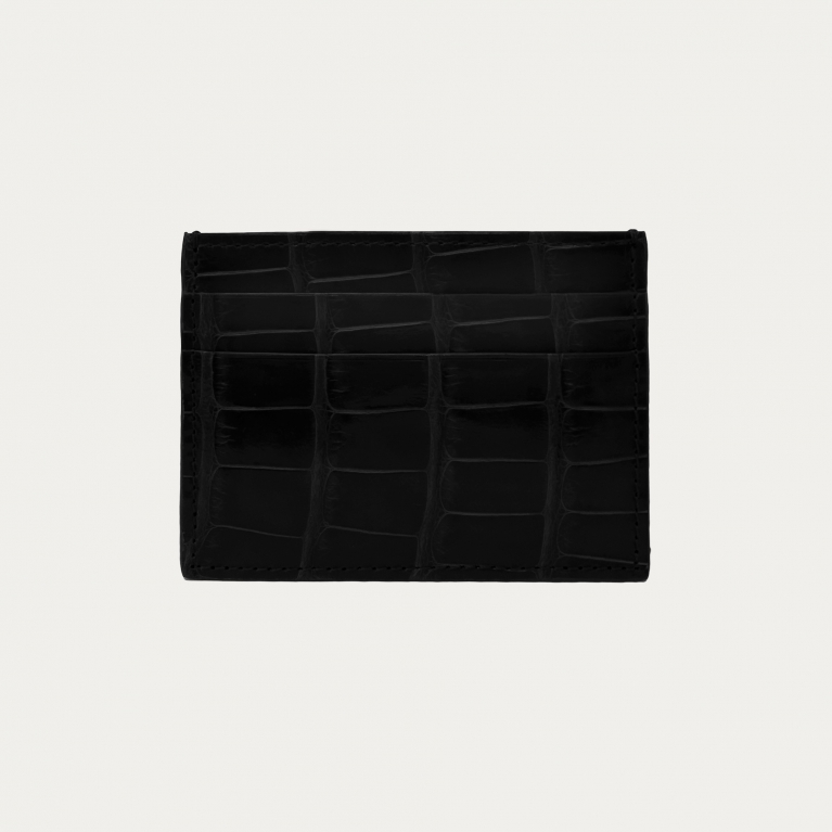 Brucle credit card holder crocodile leather, black