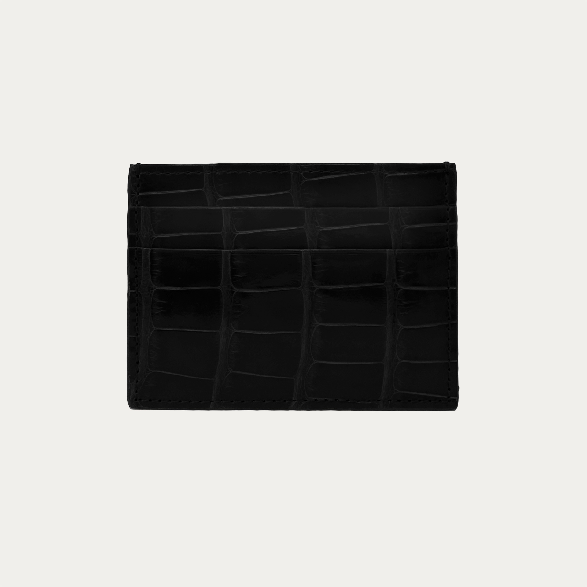 Porte carte de crédit noir en cuir véritable crocodile