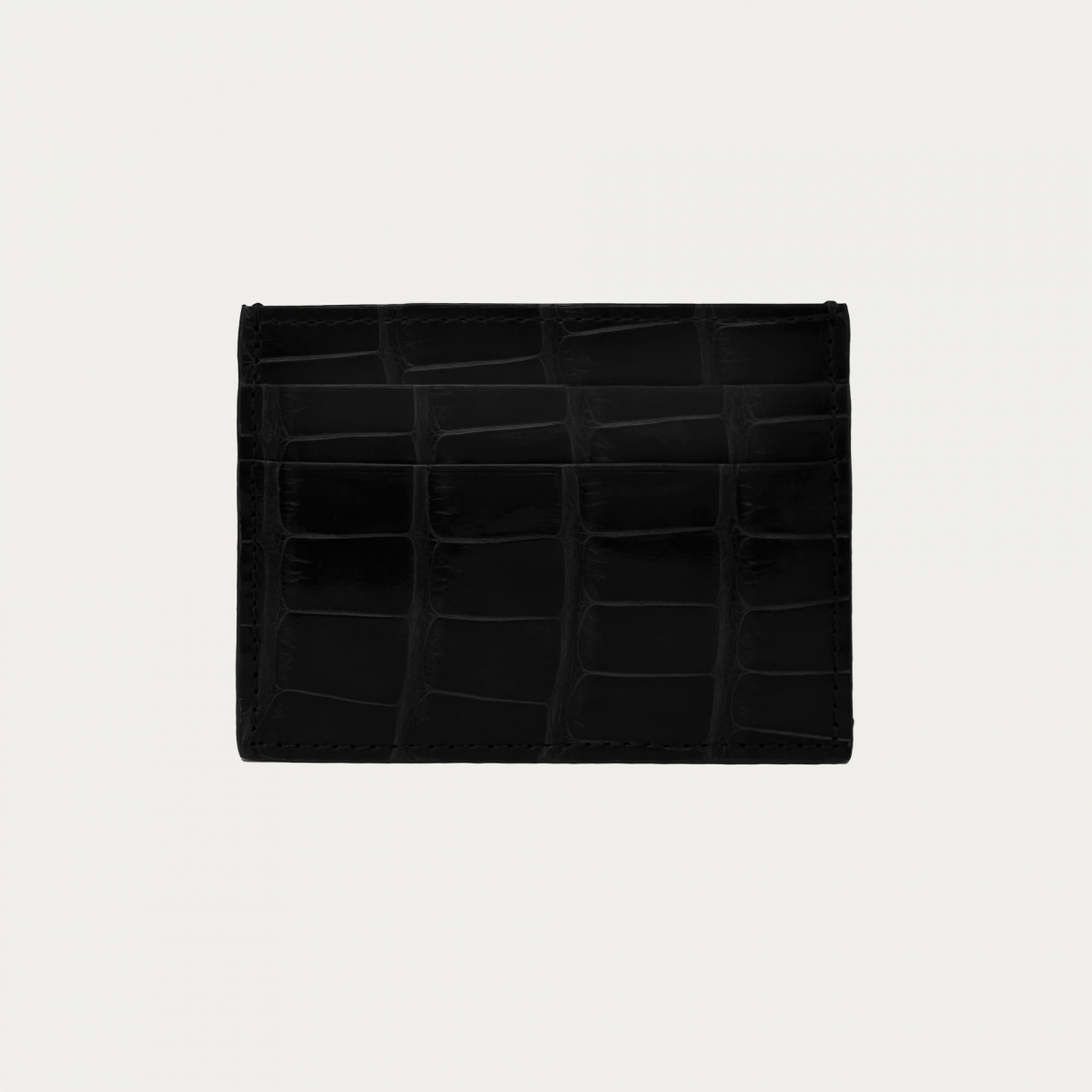 Porte carte de crédit noir en cuir véritable crocodile