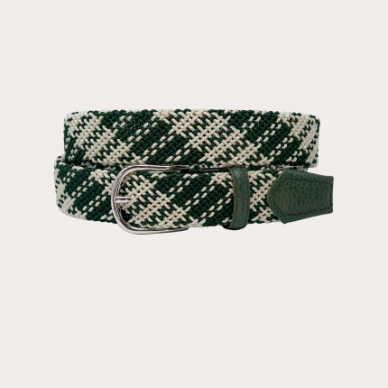 Nickel-free green and white tubular elastic braided belt