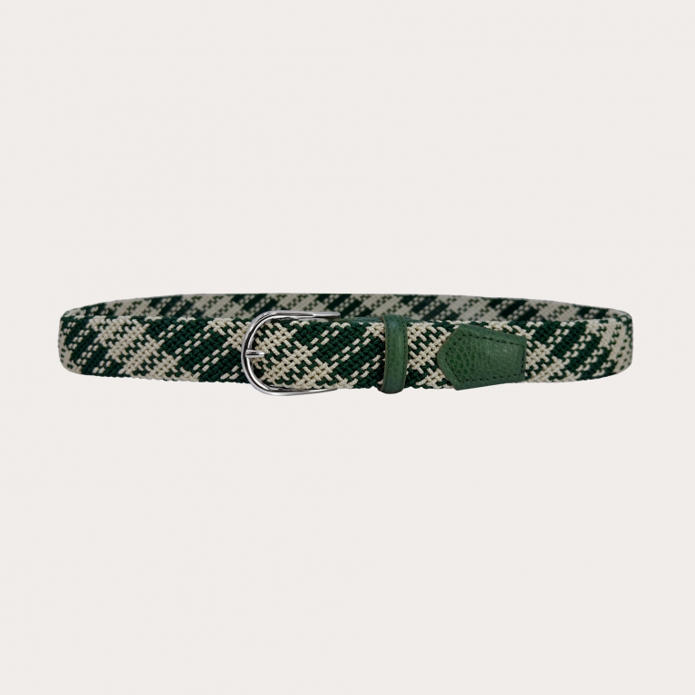 Nickel-free green and white tubular elastic braided belt