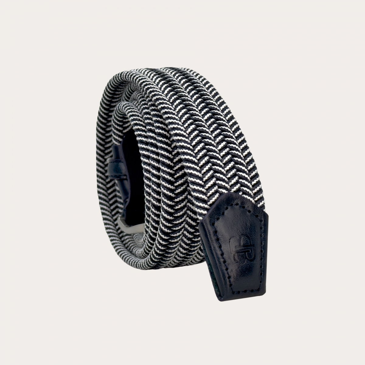 Cinturón elástico sin níquel azul marino y blanco