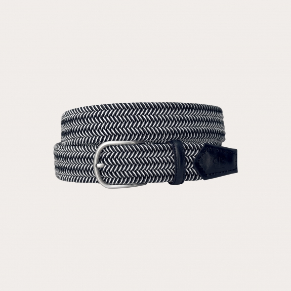 Cintura intrecciata elastica nickel free blu navy e bianca