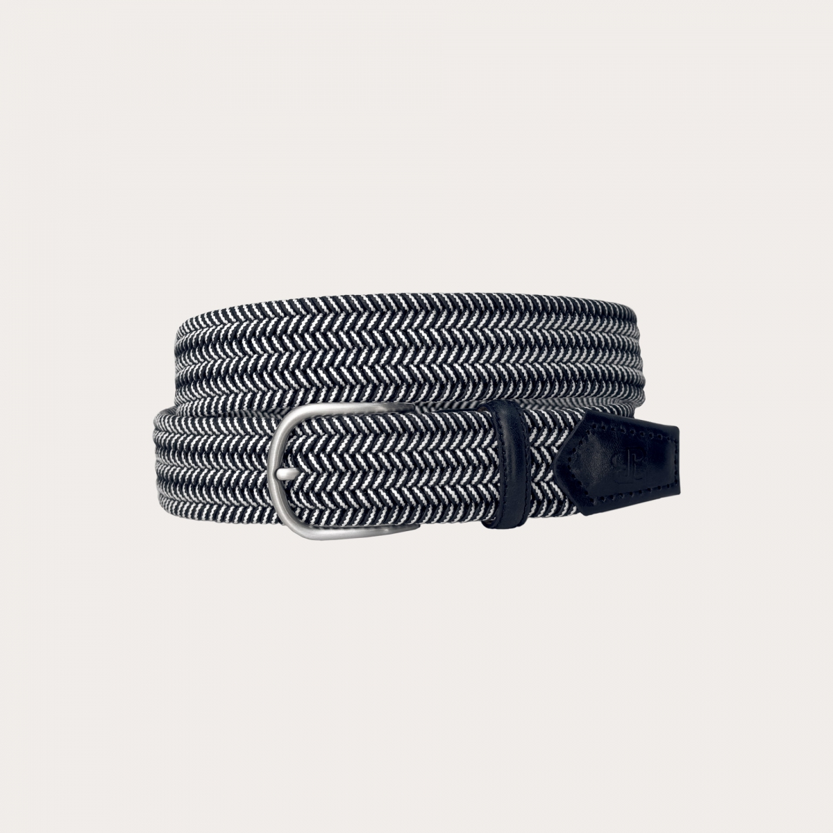 Cintura intrecciata elastica nickel free blu navy e bianca
