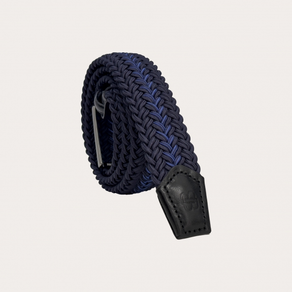 Cintura elastica intrecciata blu navy e royal con fibbia nichel free